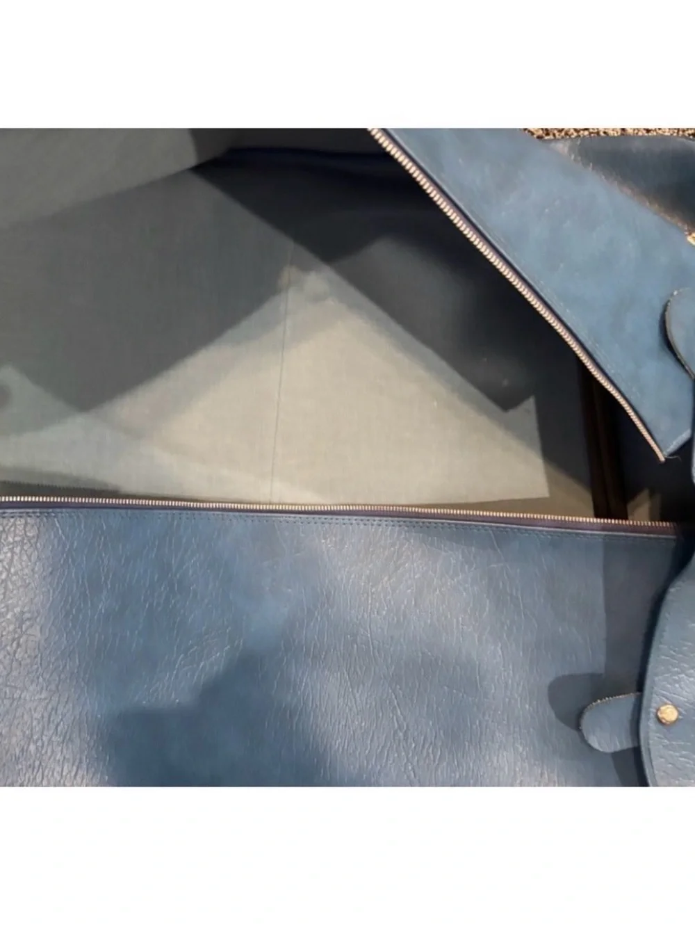 Vintage Vinyl Faux Leather Folding Garment Bag BLUE